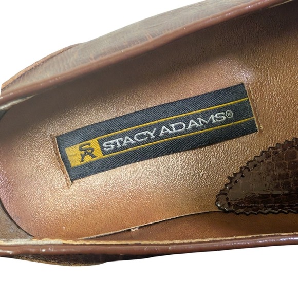 VTG Stacy Adams Men\'s Size 9.5M Brown Genuine Snake Leather Tassel Loafer Shoes main image 11